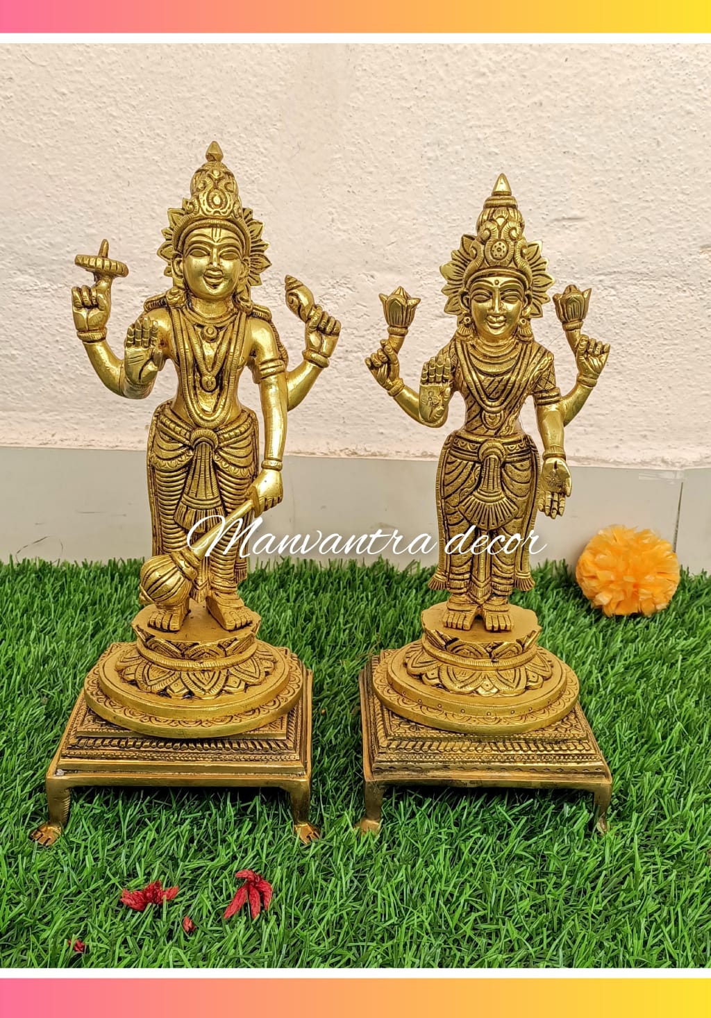 Vishnu lakshmi set in brass, stool separate