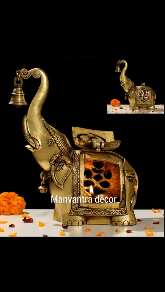 Elephant with diya and candle holder