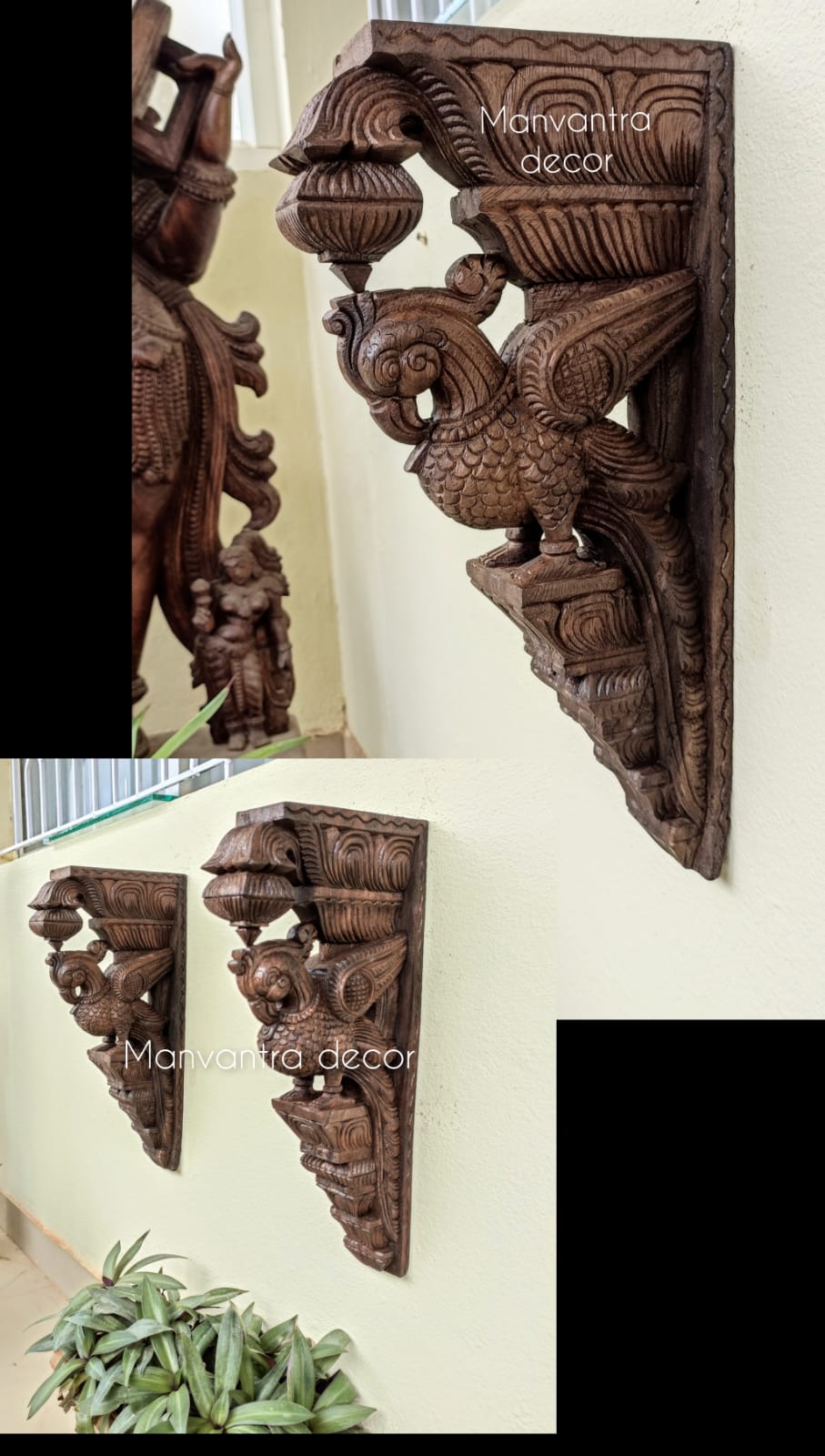 corbels pair (18"ht ) - parrot