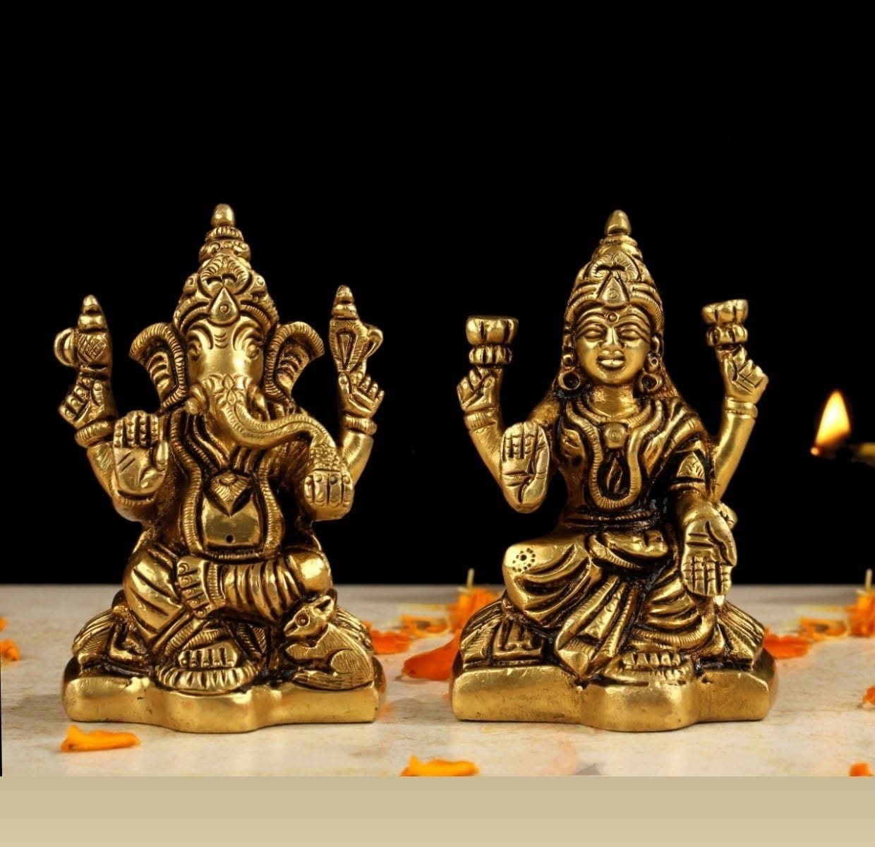 Lakshmi ganesha set in brass