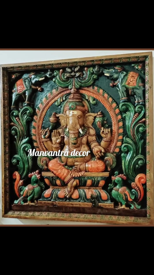 Wooden Ganesh panel