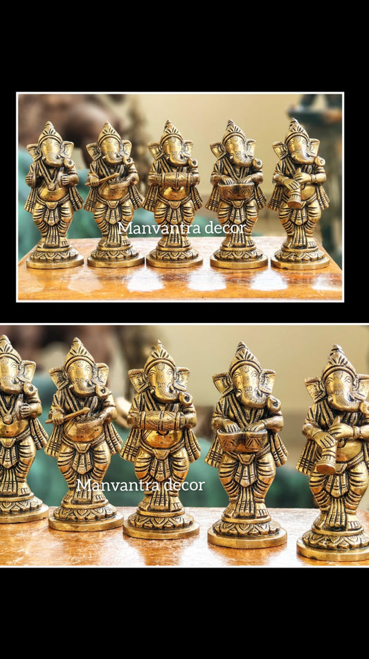 Brass musical Ganesha set