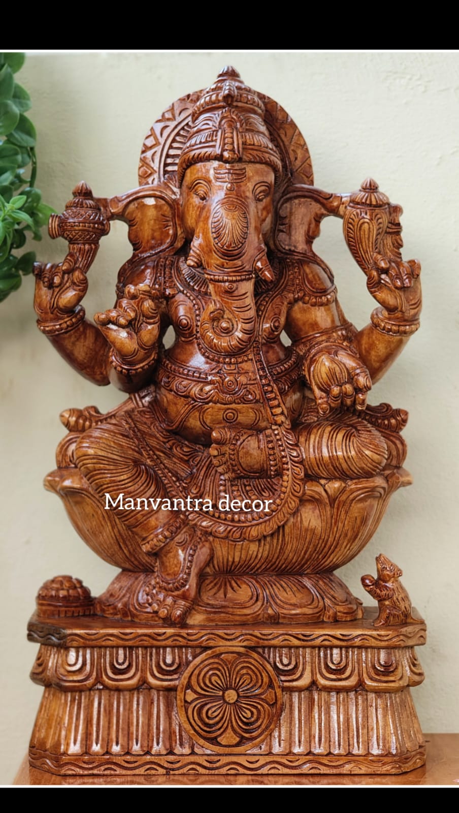 Teak wood ganesha idol