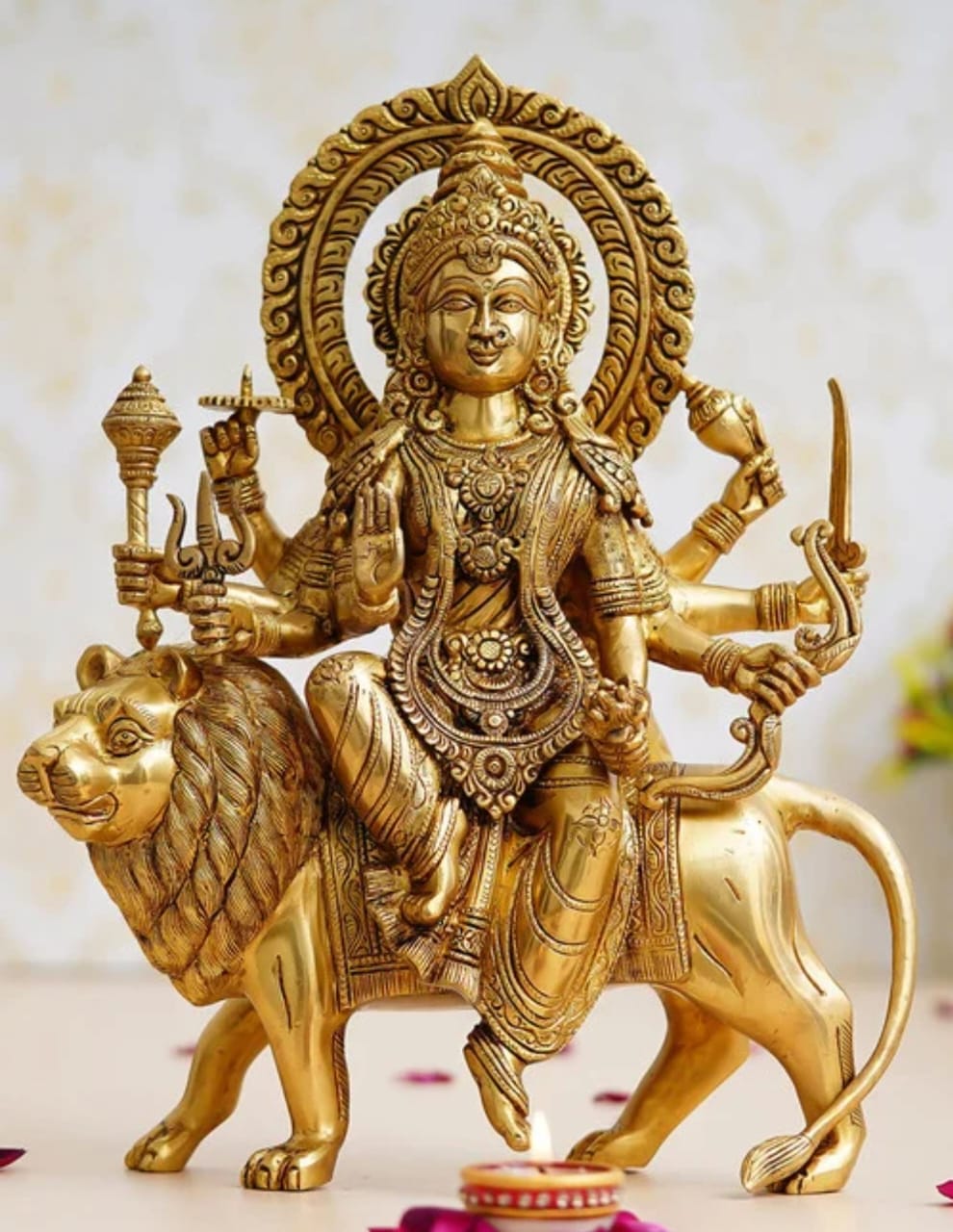 Durga idol with golden finish