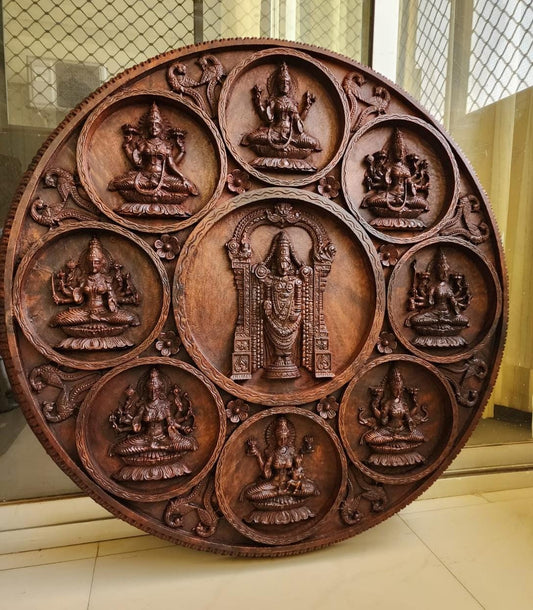 Wooden Astalakshmi panel