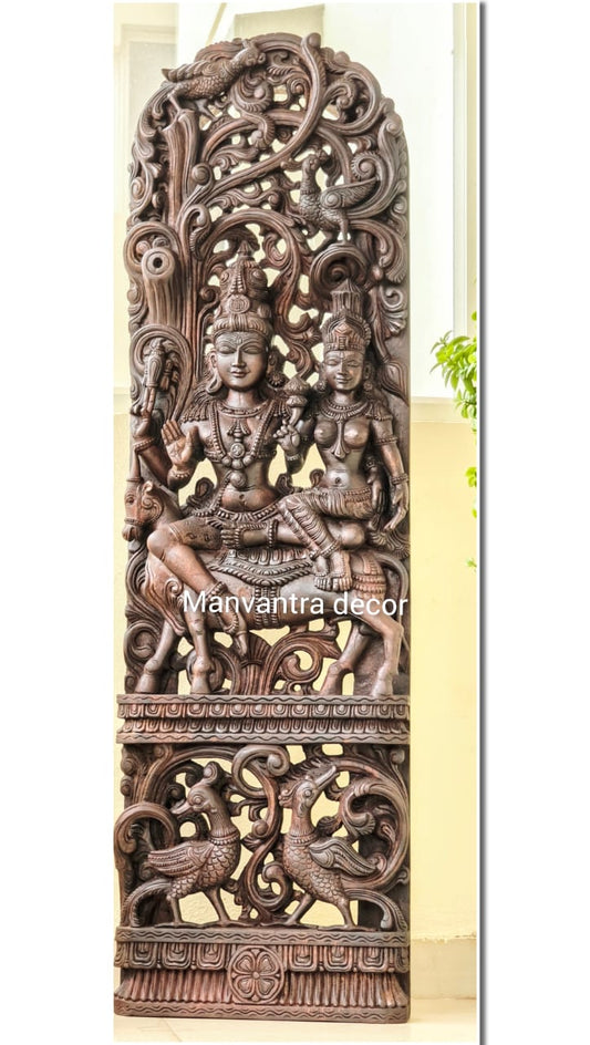 Beautiful artistic panel showing shiva parvathi on Nandi