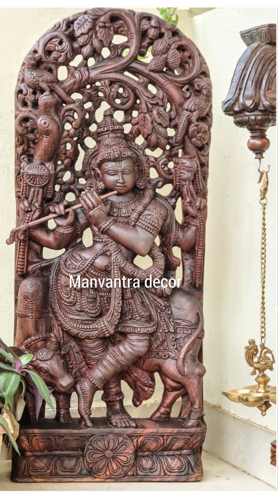 3 feet krishna Panel in wood