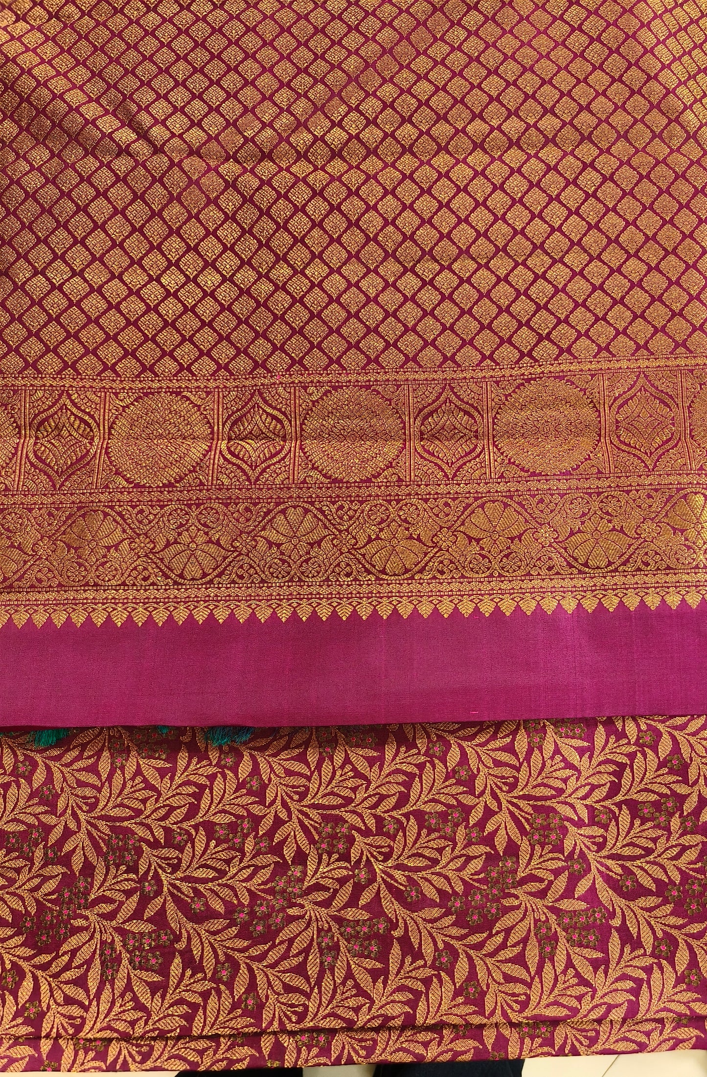 Double tone purple with heavy golden zari work