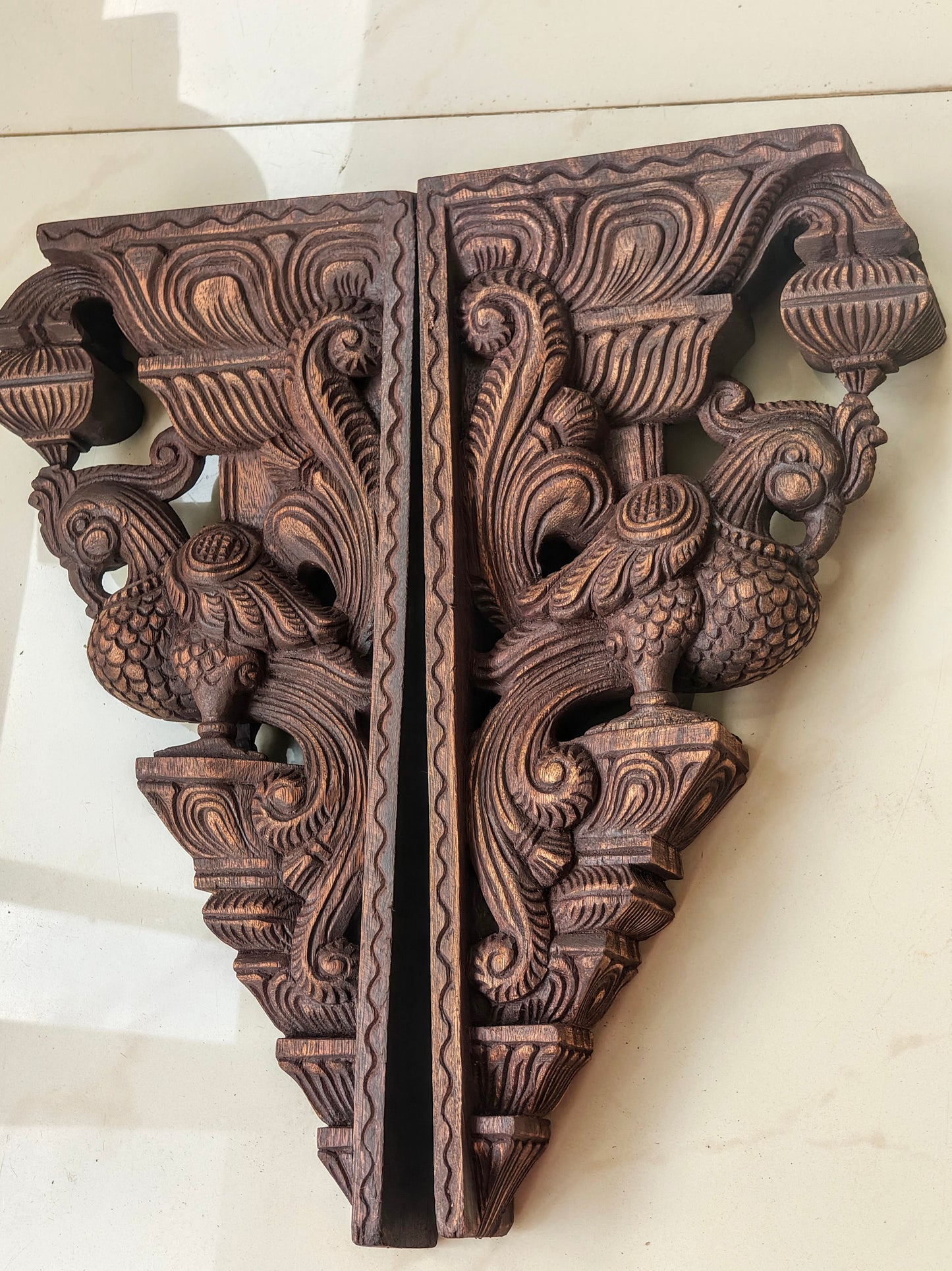 Peacock corbels pair (18"ht)