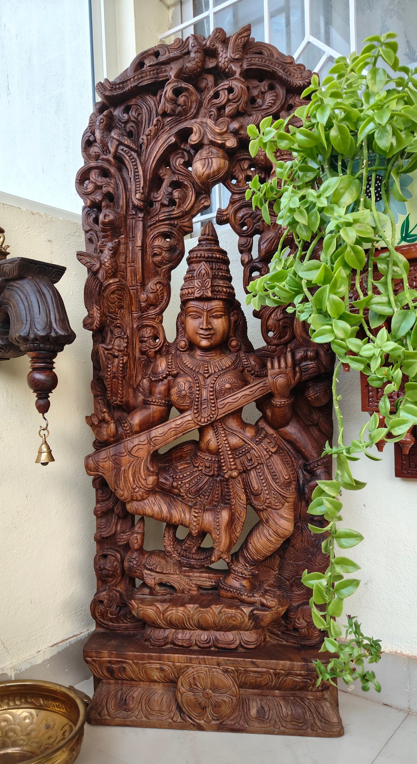4 feet Godess Saraswati wall panel