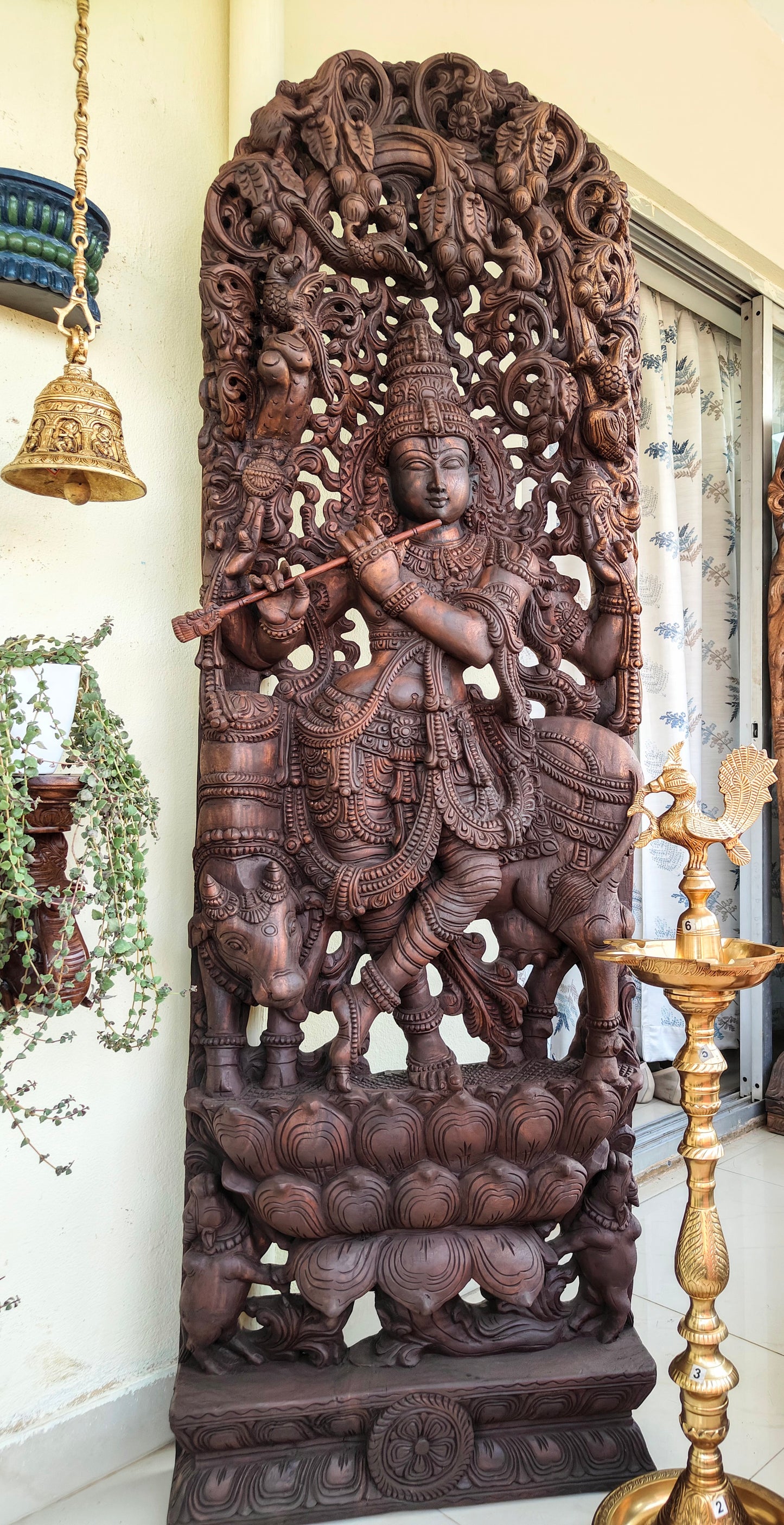 6 feet Cow Krishna wall panel