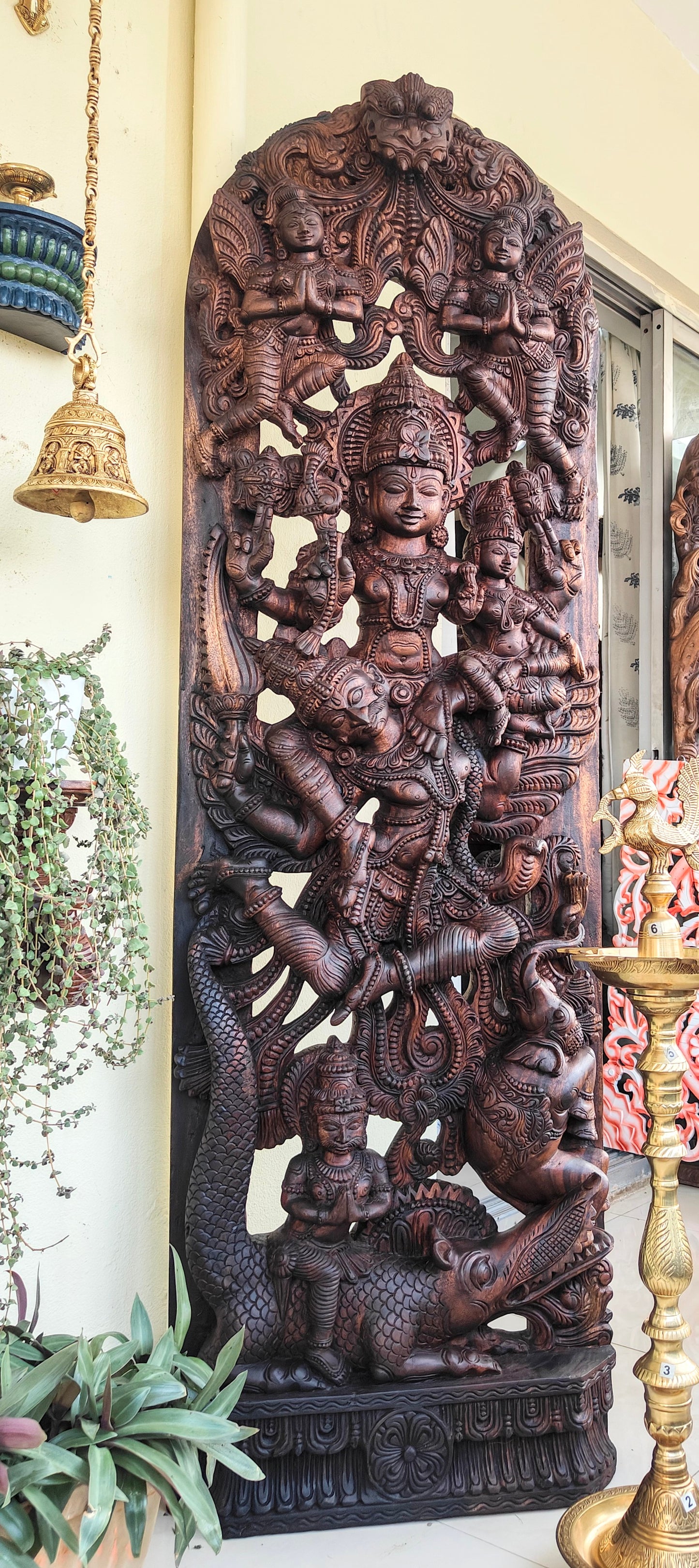 6 feet Gajendra Moksha wall panel