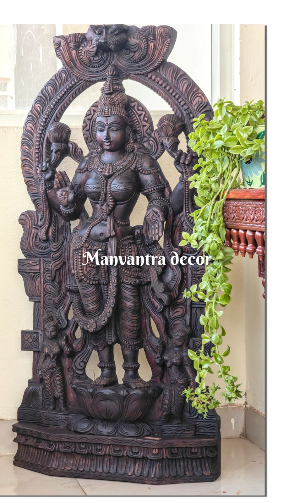 Intricately carved mahalaxmi idol