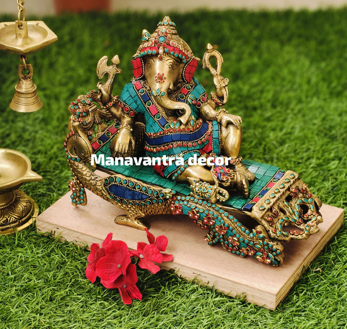 Sofa Ganesh idol with beautiful colour stone work