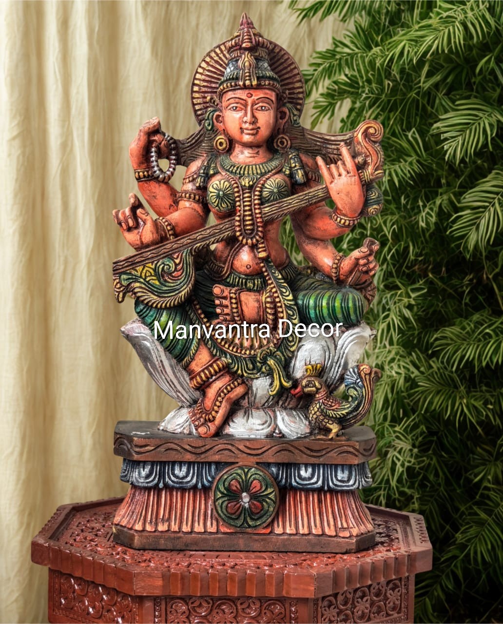 Goddess Saraswati idol hand carved