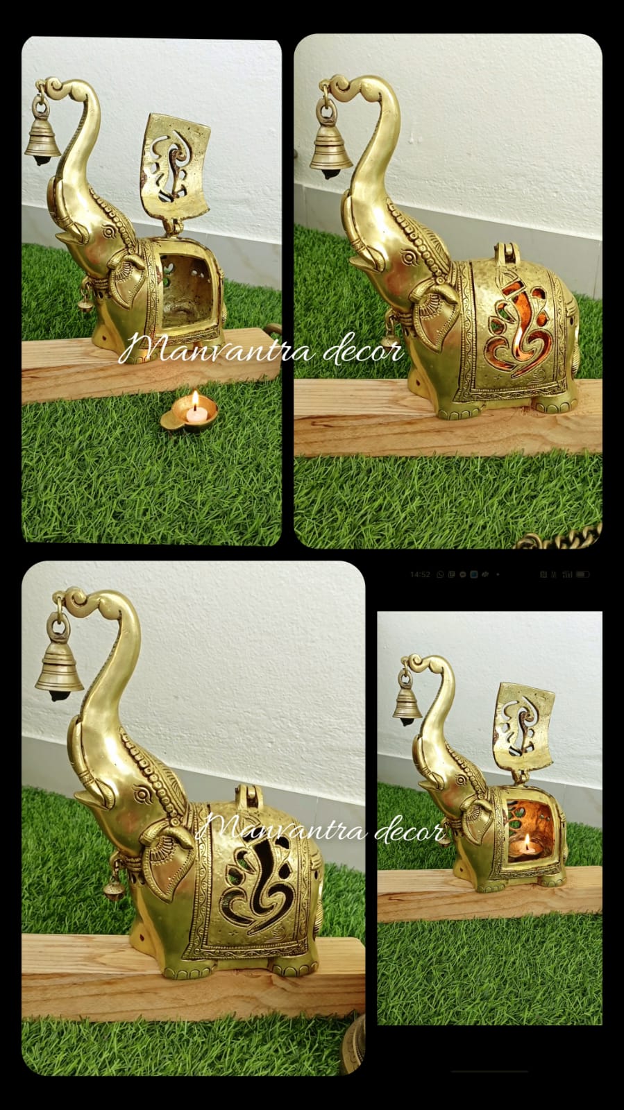 Elephant with diya and candle holder