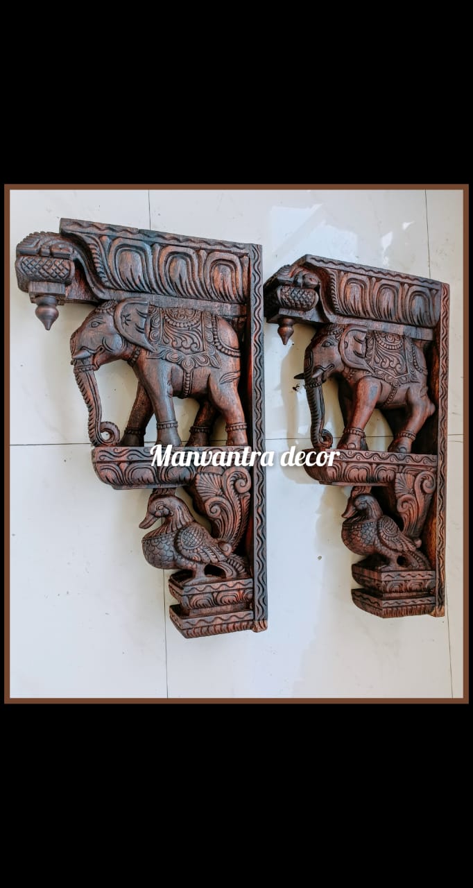 Elephant corbels pair