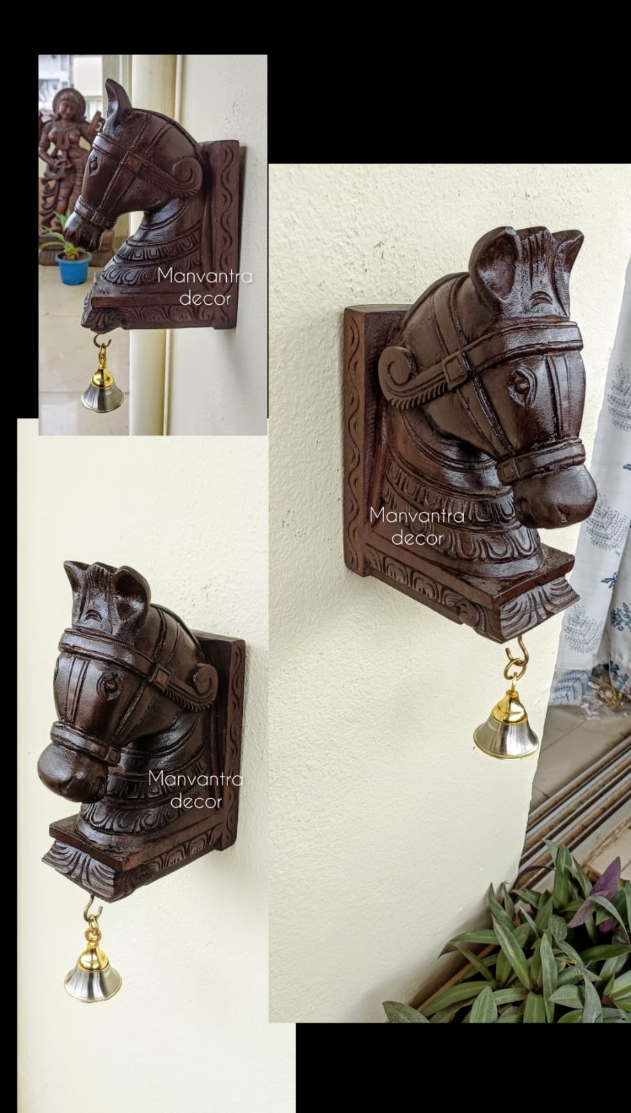 Horse corbels pair