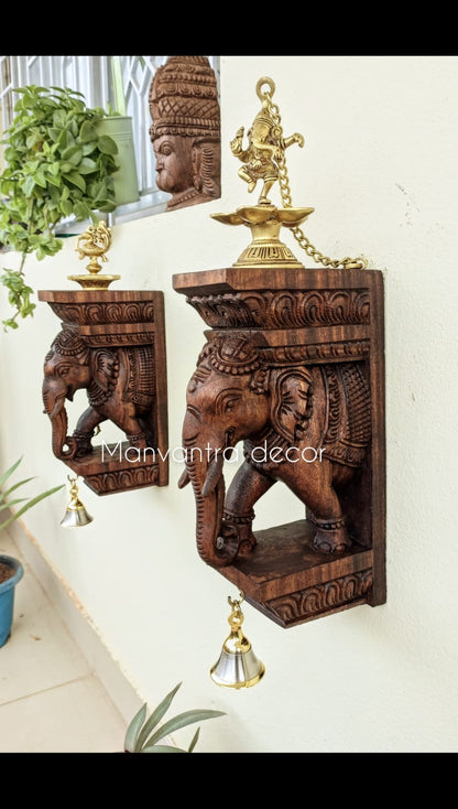 Elephant corbels pair