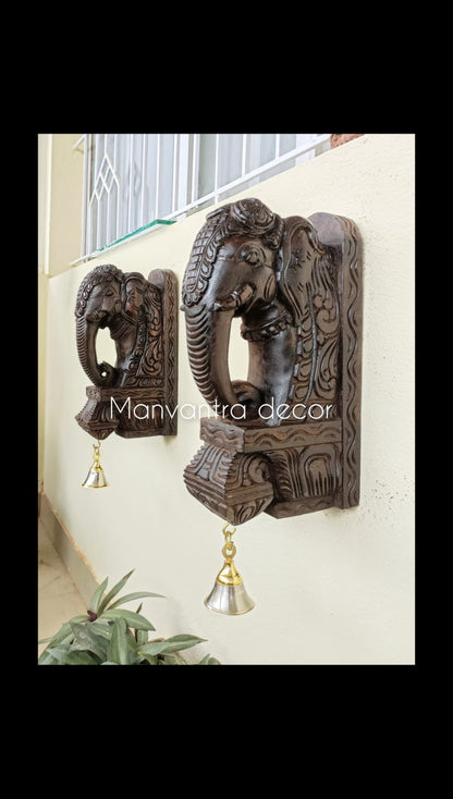 Elephant corbels pair