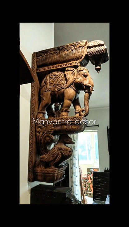 Elephant corbels pair