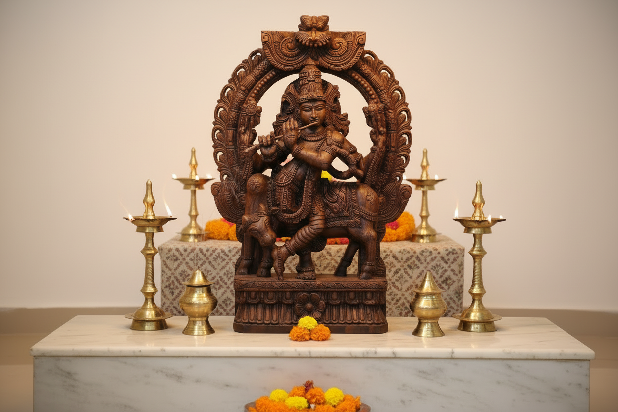 Cow krishna idol