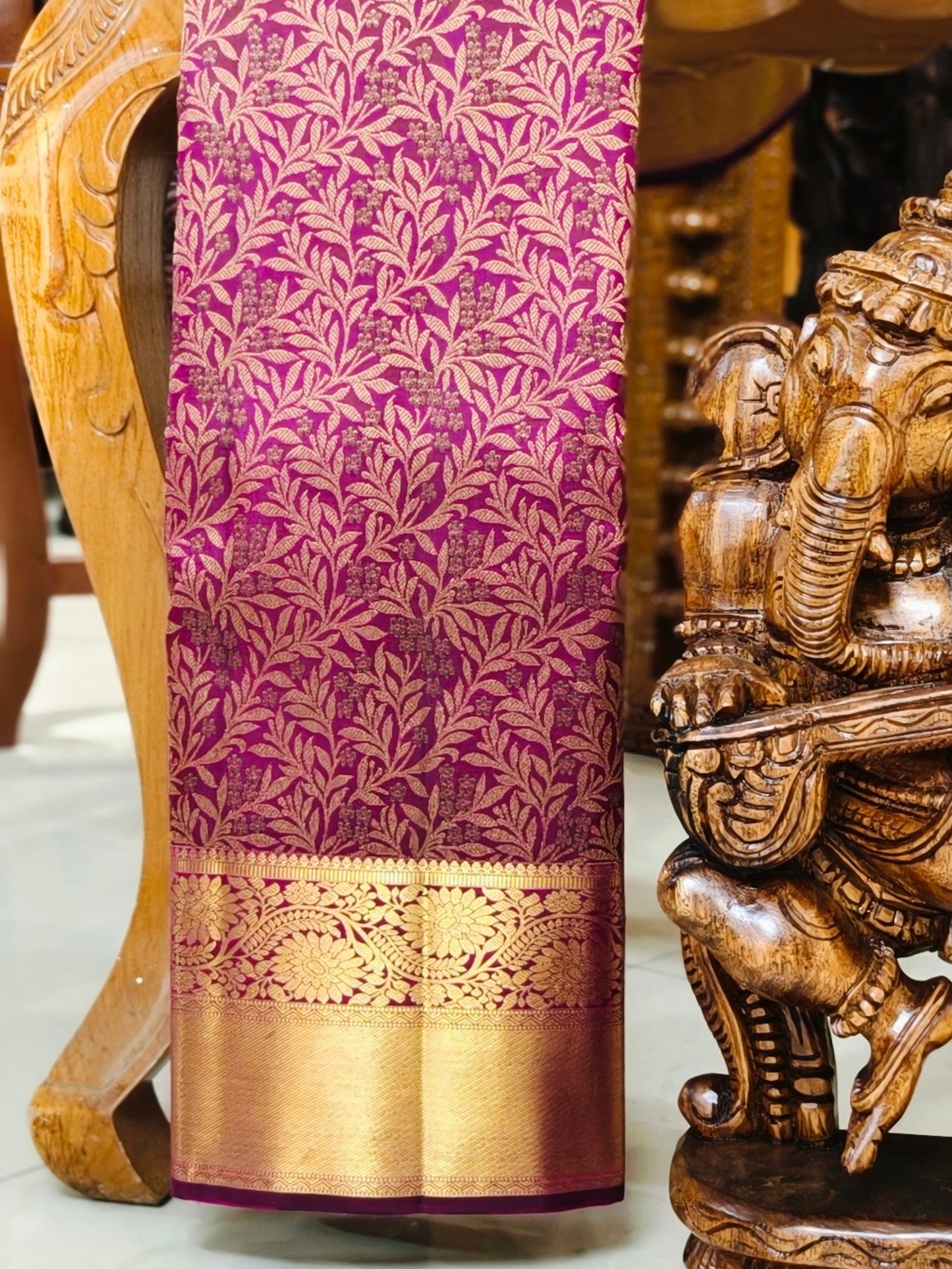 Double tone purple with heavy golden zari work