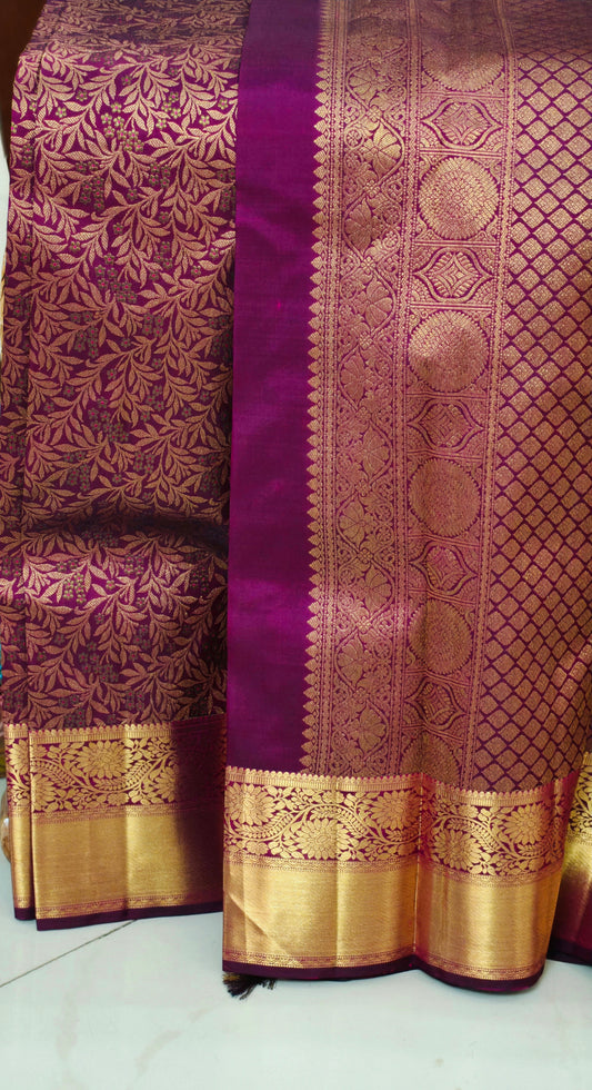 Double tone purple with heavy golden zari work