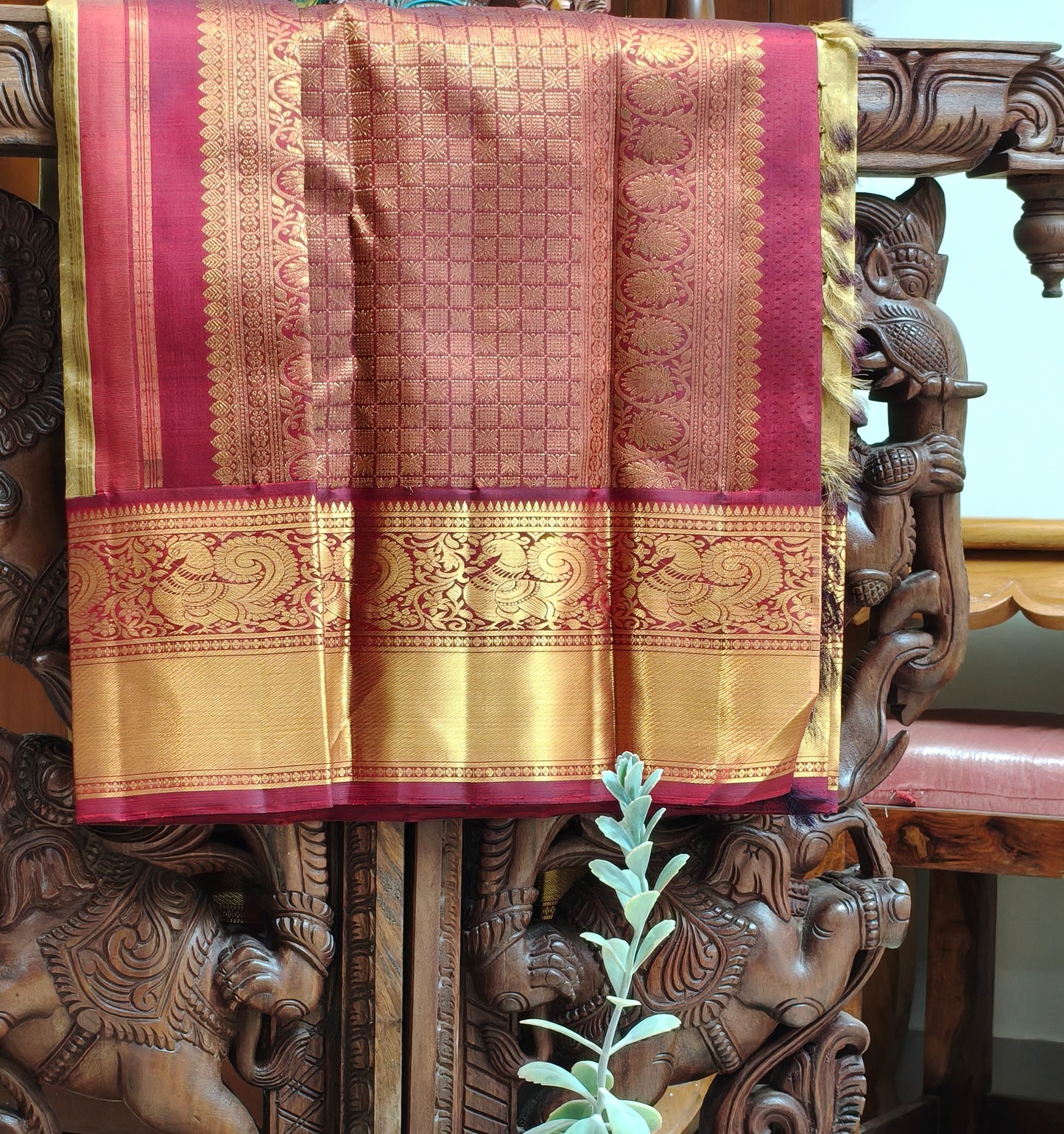 Double tone purple with heavy golden zari work