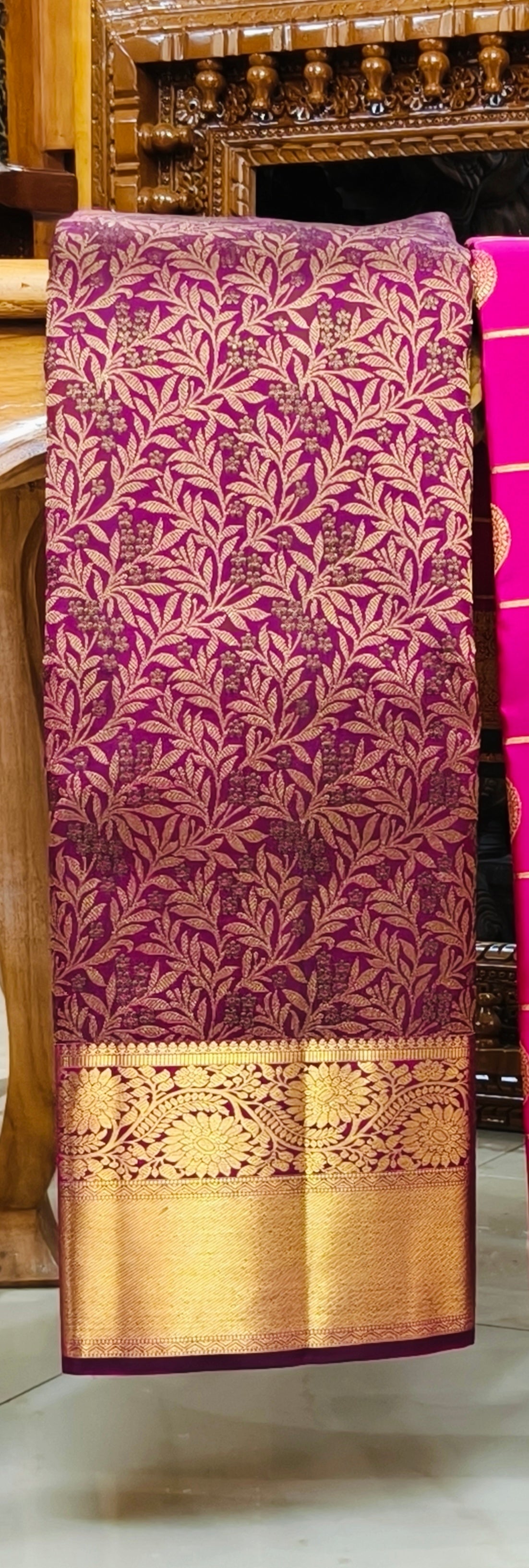 Double tone purple with heavy golden zari work