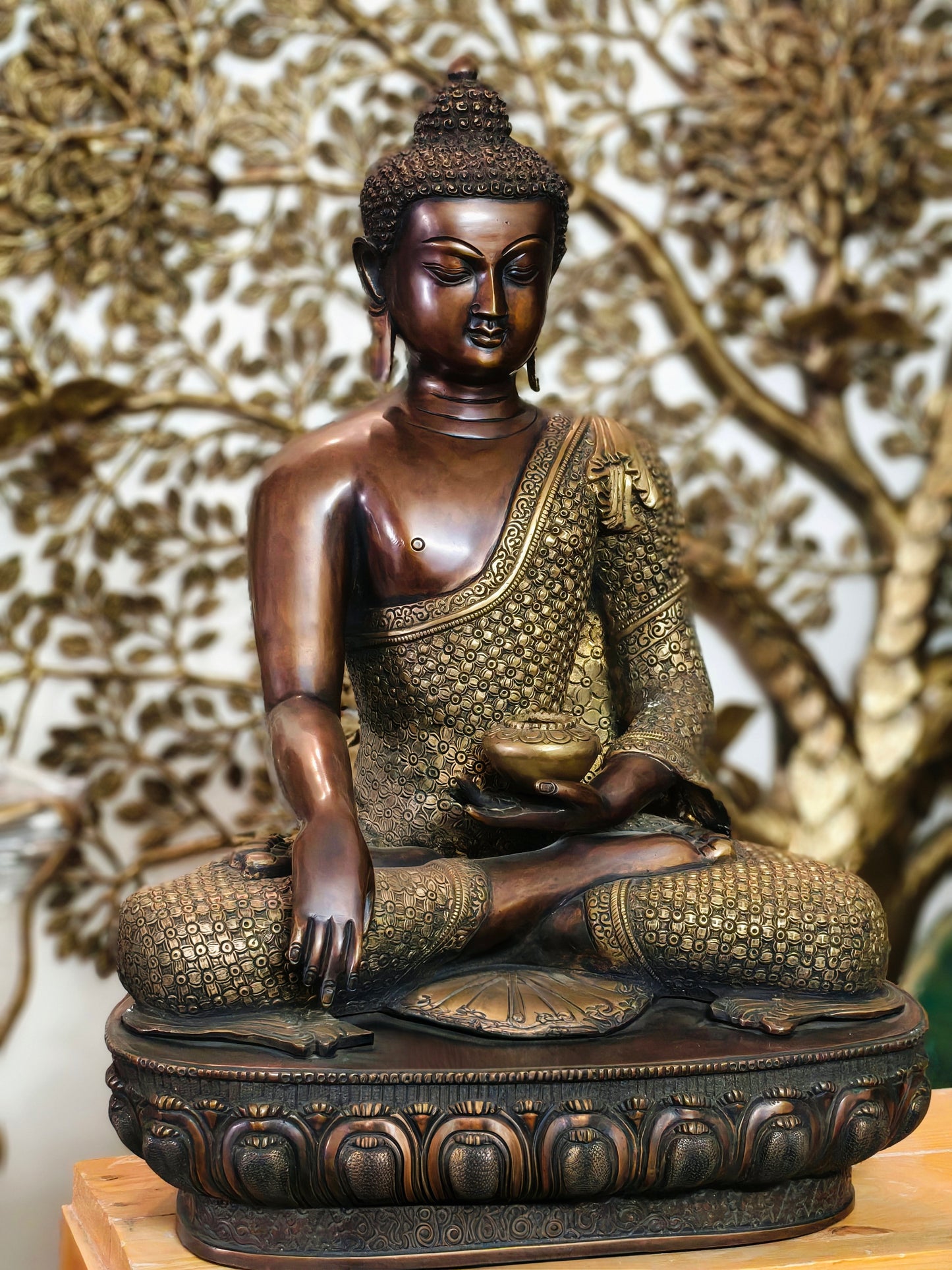 Brass buddha antique finished