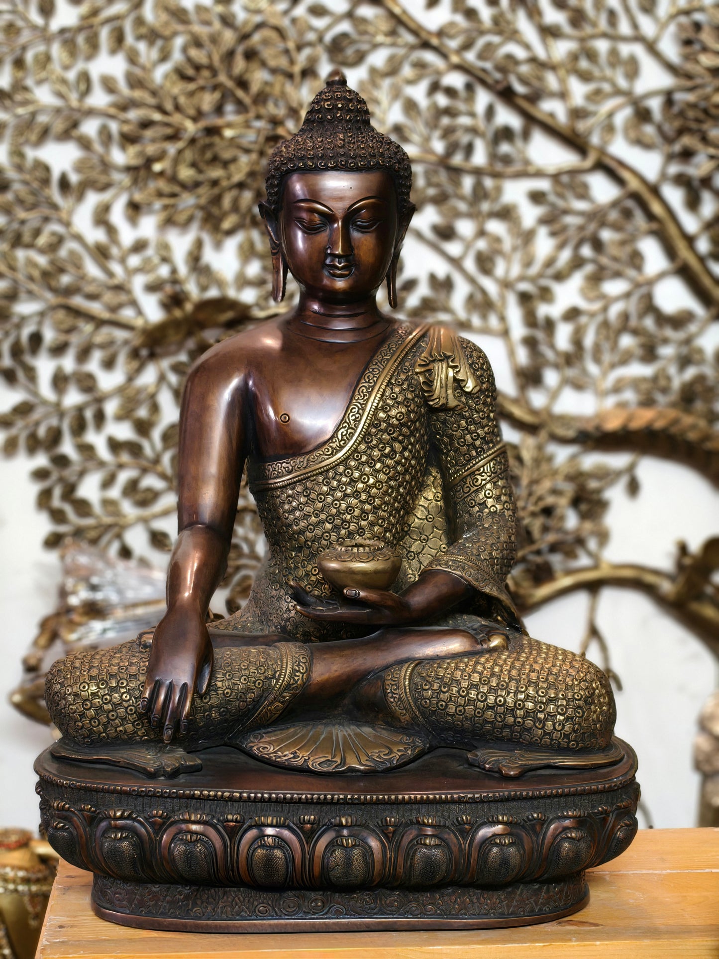 Brass buddha antique finished