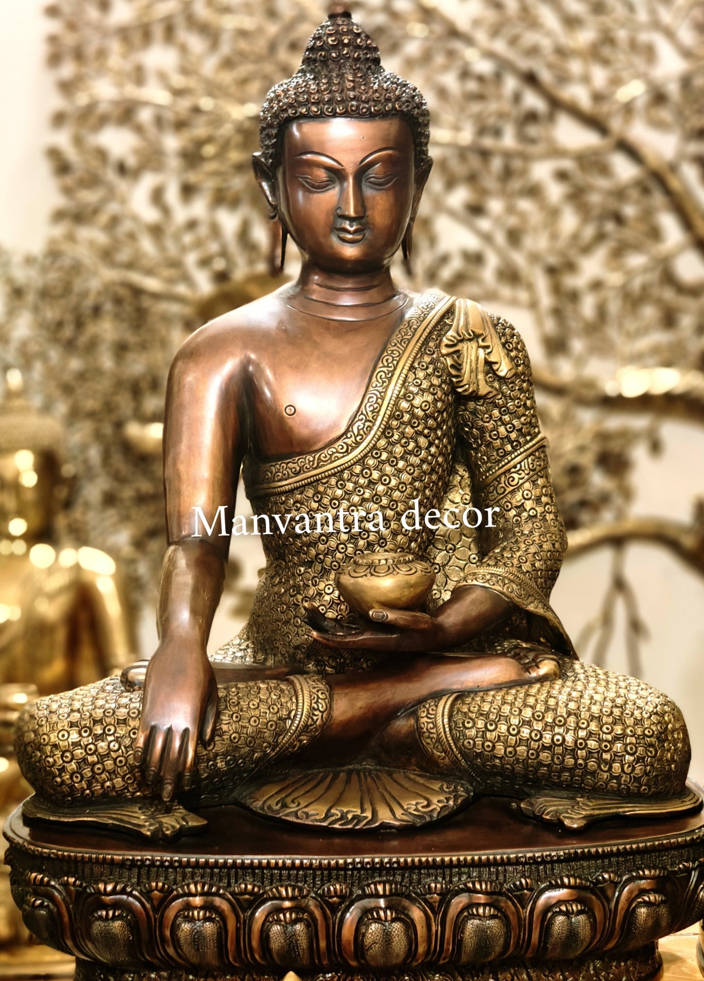 Brass buddha antique finished