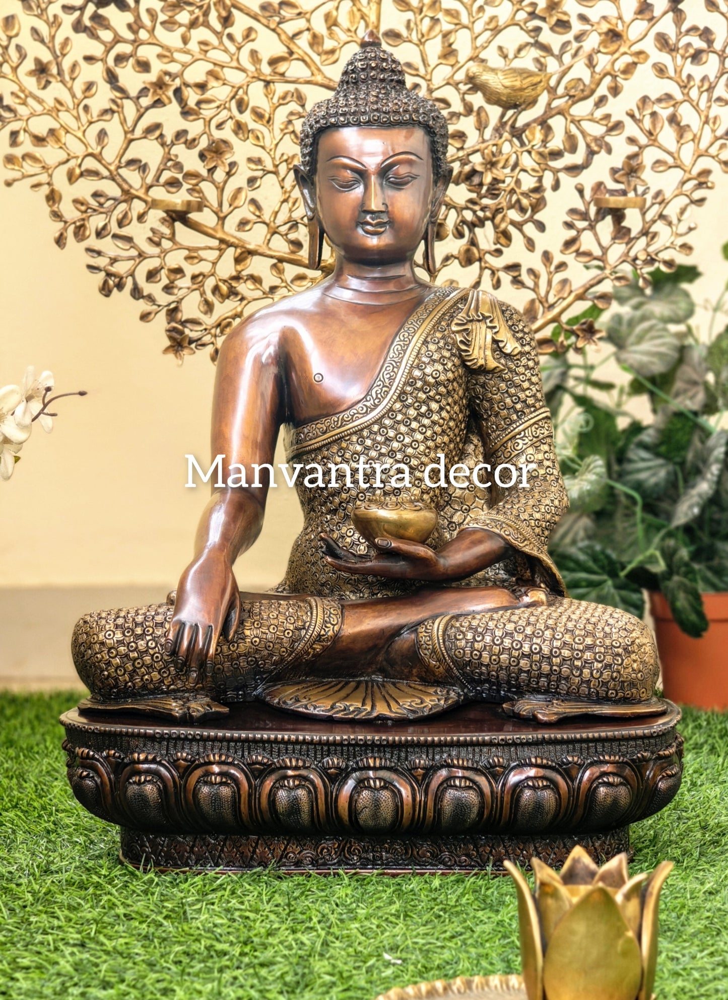 Brass buddha antique finished