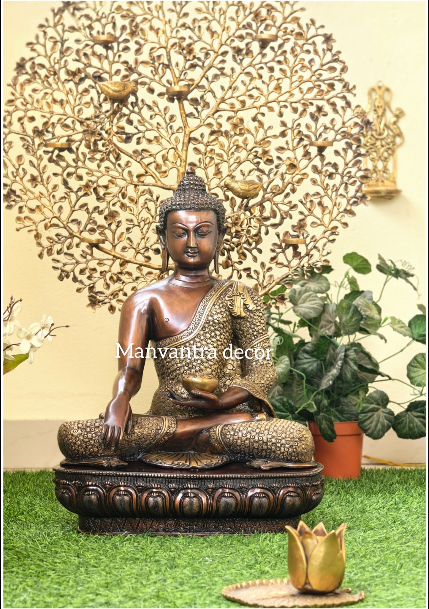Brass buddha antique finished