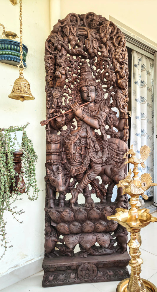 6 feet Cow Krishna wall panel