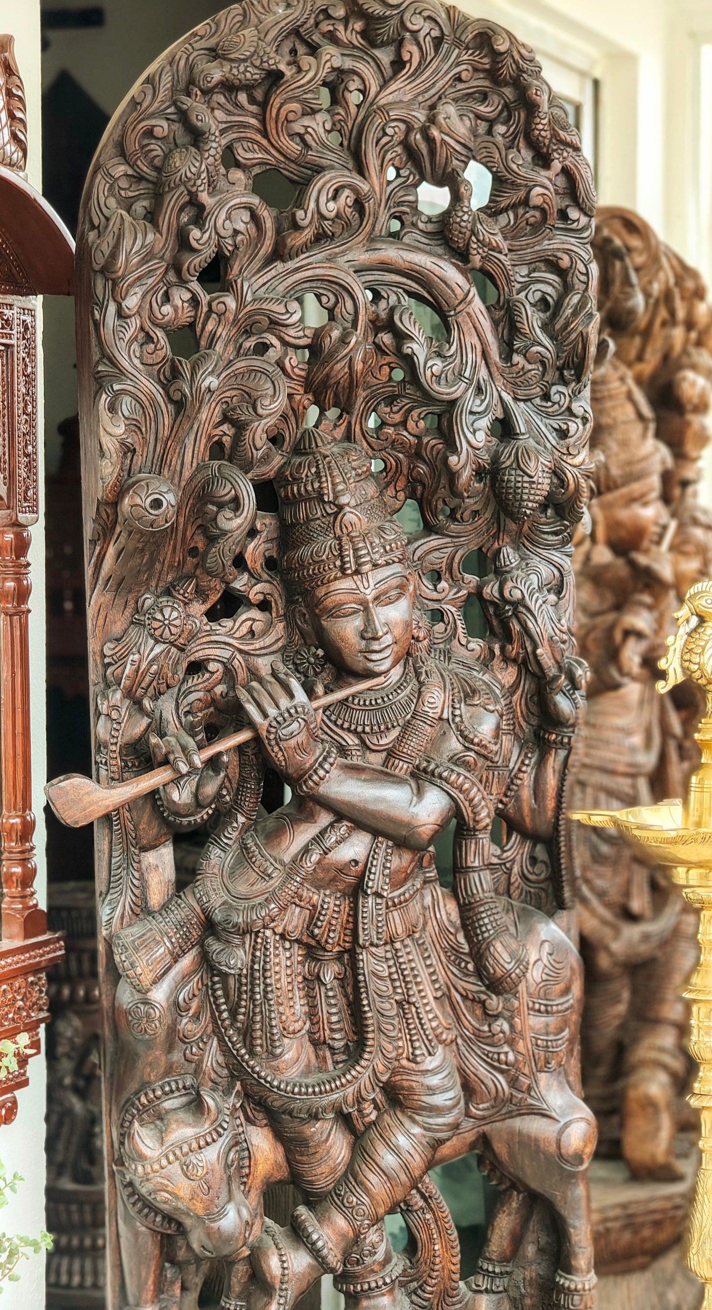 6 feet Cow Krishna wall panel