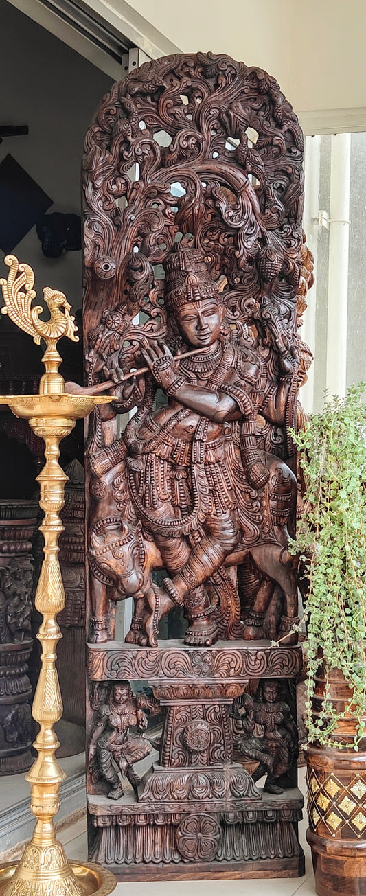 6 feet Cow Krishna wall panel
