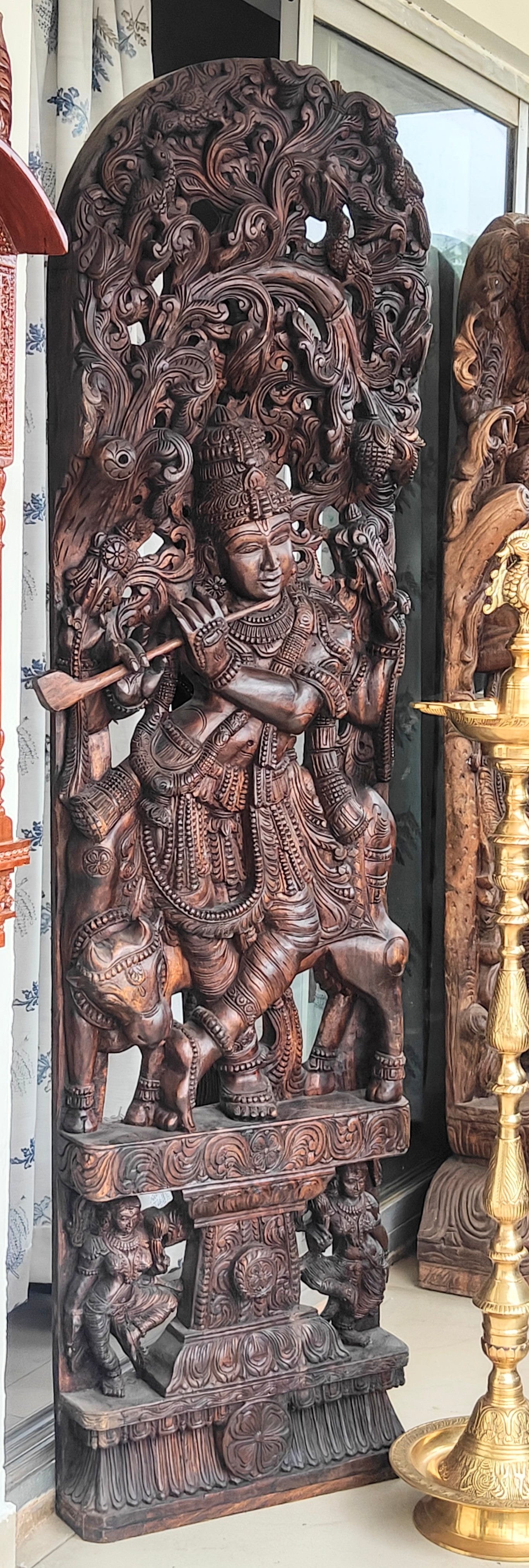 6 feet Cow Krishna wall panel