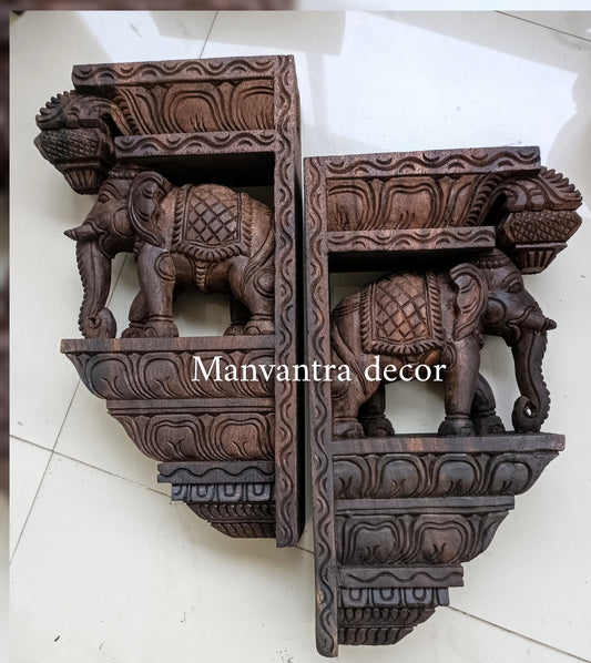 Elephant corbels/brackets pair