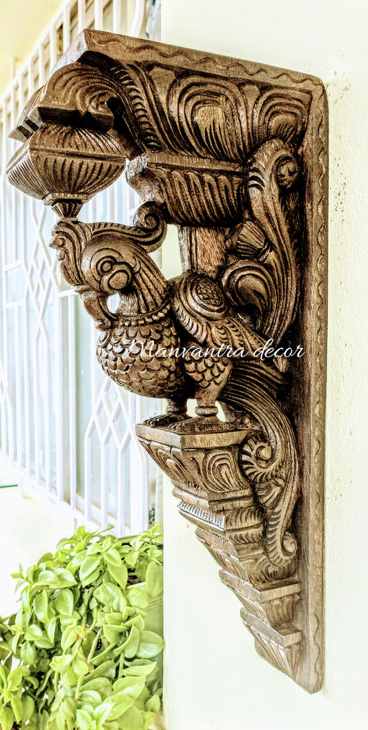 Peacock corbels/brackets pair (18" ht)