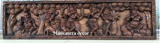Wooden Krishna Leela panel