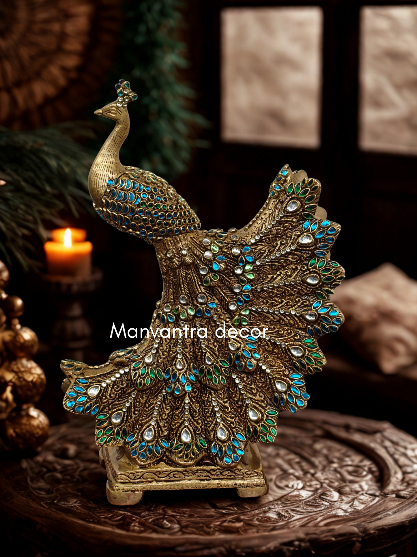 Peacock statue studded with  jewelstones