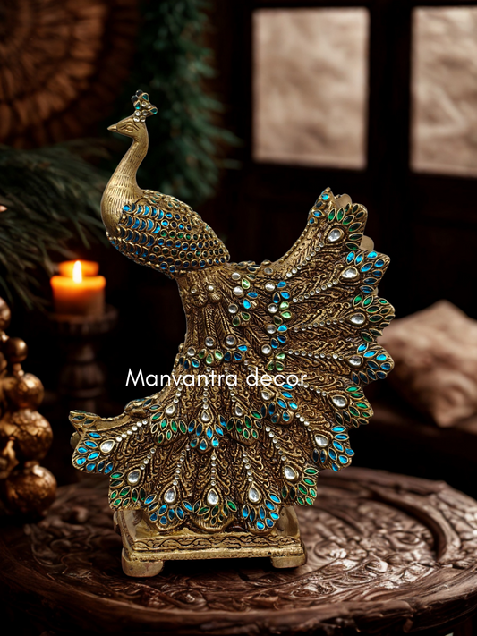 Peacock statue studded with  jewelstones