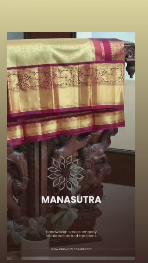 Golden Yellow Heavy Silk Saree with Annam figures in border