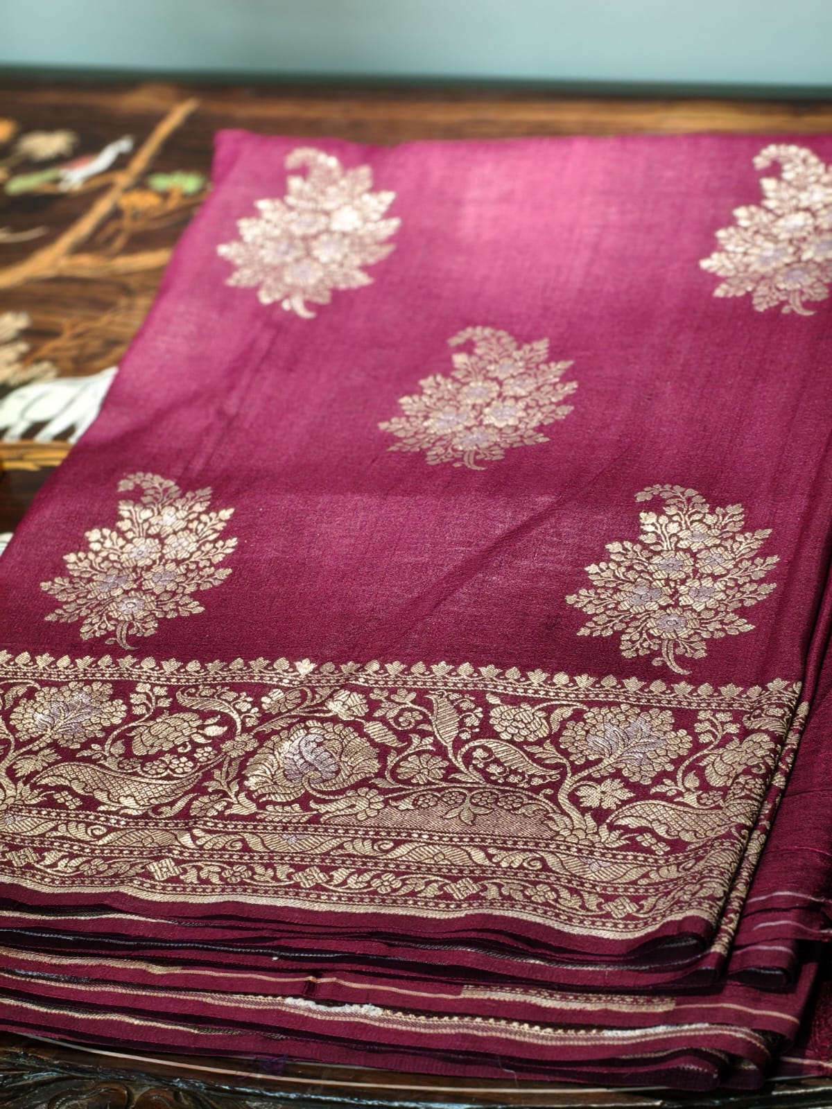 Pure Mulberry Tussar Silk with sona Roopa zari work completely hand weaved