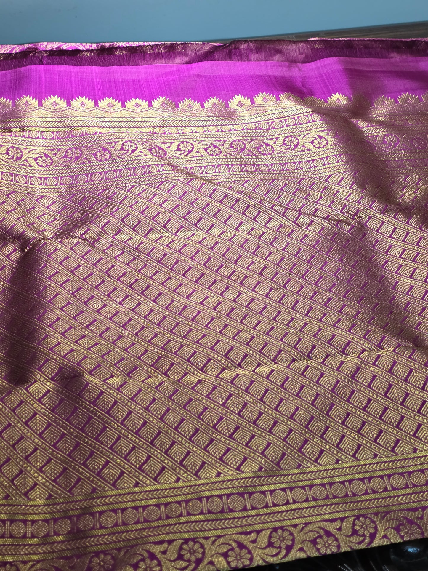 Pink pure silk saree with heavy zari work for special occasions
