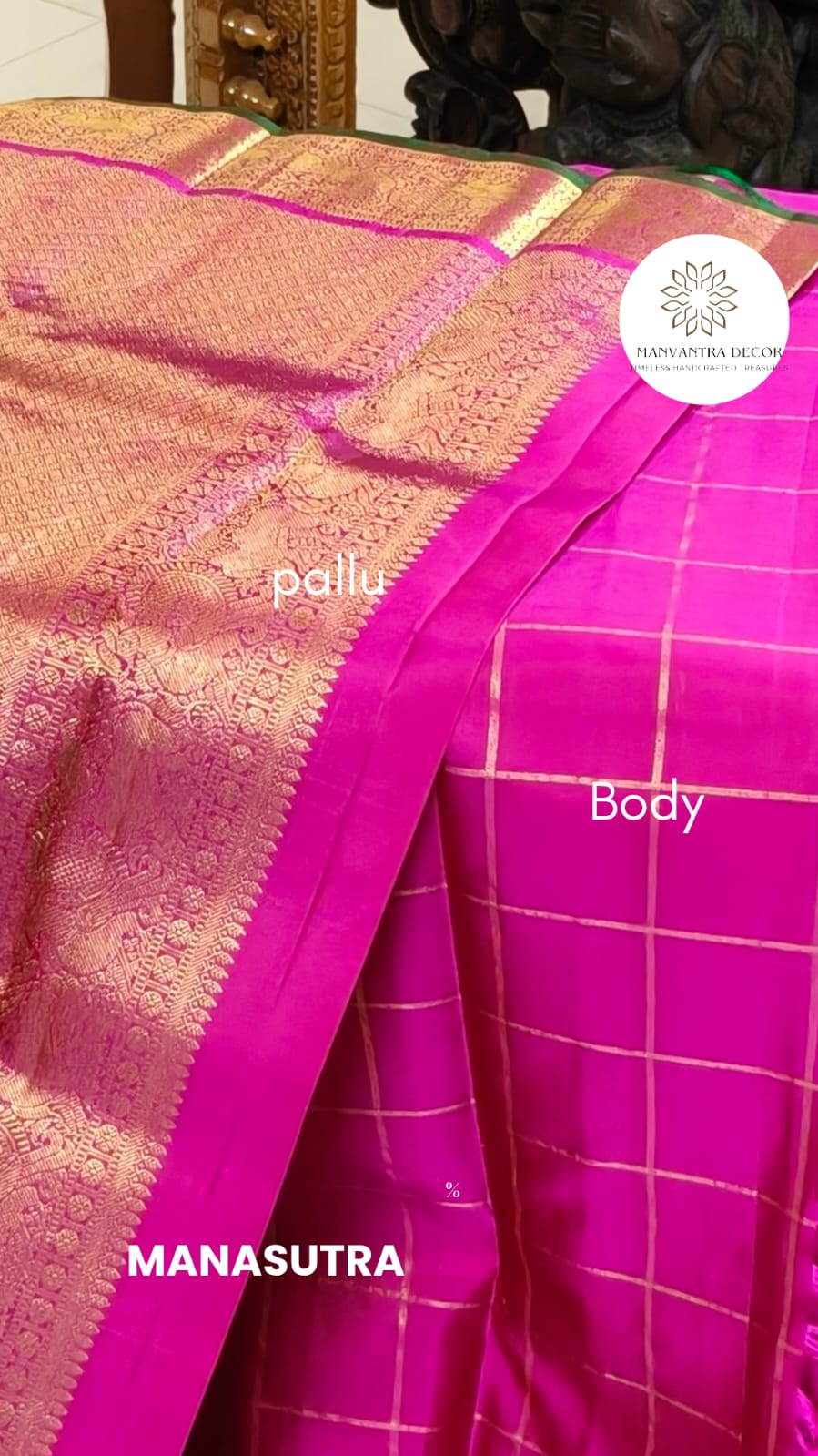 Pure 100% Mulberry silk saree with pure zari completely hand woven