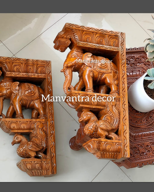 Elephant brackets (pair) handcarved in teakwood