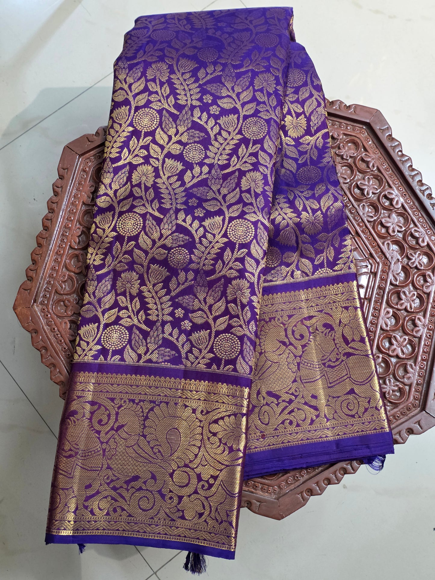 Pure 100% Mulberry silk saree with pure zari completely hand woven